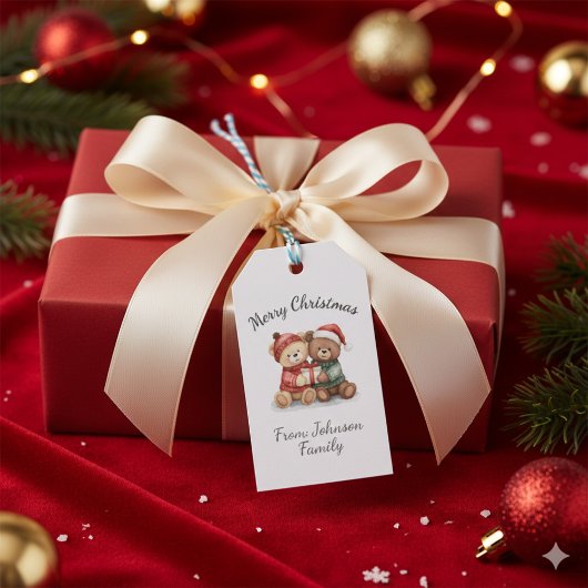Süßer Winter-Teddybär-Weihnachtsgeschenkanhänger Geschenkanhänger