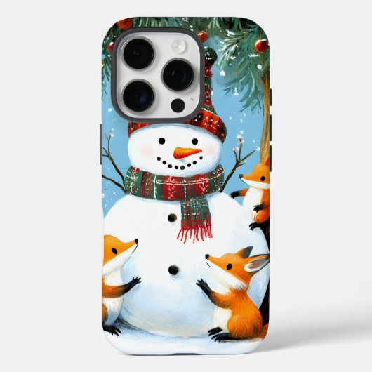 Süßer Winter-Wald-Schneemann-Füchse Case-Mate iPhone Hülle (Rückseite)