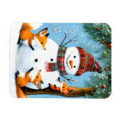 Süßer Winter-Wald-Schneemann-Füchse Magnet (Horizontal)