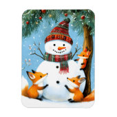Süßer Winter-Wald-Schneemann-Füchse Magnet (Vertikal)
