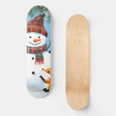 Süßer Winter-Wald-Schneemann-Füchse Skateboard (Vorderseite)