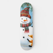 Süßer Winter-Wald-Schneemann-Füchse Skateboard (Vorderseite)