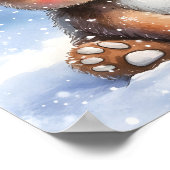 Süßer Winter-Weihnachts-Santa-Bär Wasserfarben  Poster (Ecke)
