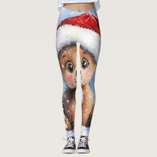 Süßer Winter Weihnachtsmann Bärchen Wasserfarbe Leggings
