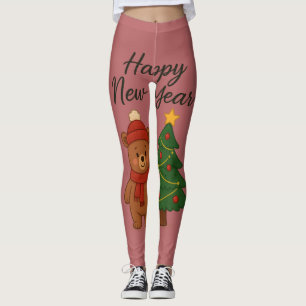 Süßer Winterbär mit Weihnachtsbaum Frohes neues Ja Leggings