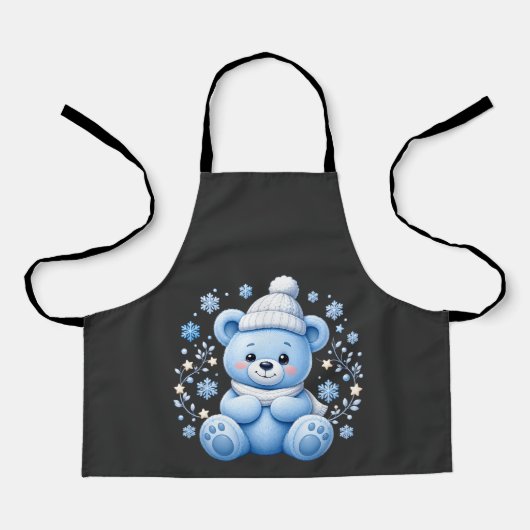 Süßer Winterblauer Teddybär Schürze (Vorderseite)