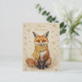 Süßer Winterfuchsschal Weihnachten  Postkarte (Stehend Vorderseite)