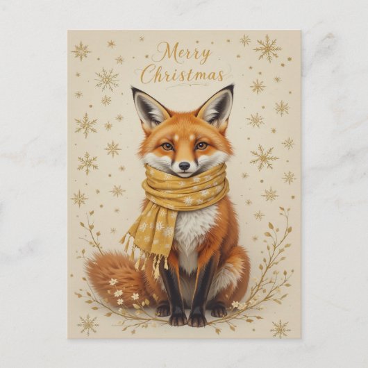Süßer Winterfuchsschal Weihnachten  Postkarte (Vorderseite)
