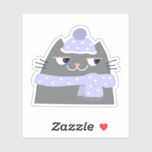 Süßer Winterkatzen-Aufkleber Gemütliches Kawaii-De Aufkleber