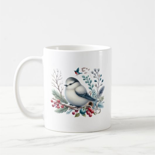 Süßer Wintervogel mit Monogramm Kaffeetasse (Links)