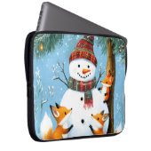 Süßer Winterwald-Schneemann-Füchse Laptopschutzhülle (Vorne Rechts)