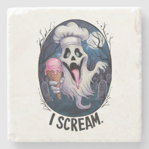 Süßer witziger Geist-Eiscreme-Halloween- Untersetz Steinuntersetzer
