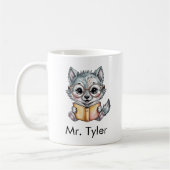 Süßer Wolf, der ein Buch liest, individuell anpass Kaffeetasse (Links)