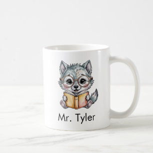 Süßer Wolf, der ein Buch liest, individuell anpass Kaffeetasse