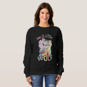 Süßer Wolf mit Blume niedliche Wölfe Sweatshirt (Vorne ganz)