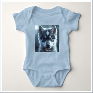 Süßer Wolfbaby im Mondlicht Baby Strampler