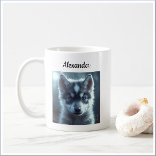 Süßer Wolfbaby im Mondlicht Kaffeetasse