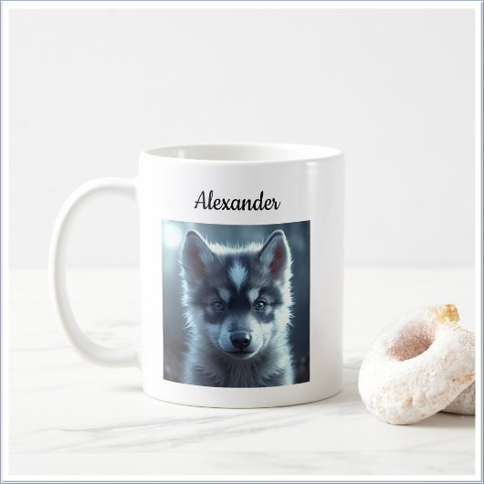 Süßer Wolfbaby im Mondlicht Kaffeetasse