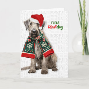 Süßer Wolfshund Hund Lustige Flöhe Navidog Weihnac Feiertagskarte