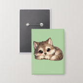 Süßer Wolfswelpe mit großen Augen entspannt sich W Button (Vorderseite/Rückseite)