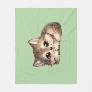 Süßer Wolfswelpe mit großen Augen entspannt sich W Fleecedecke