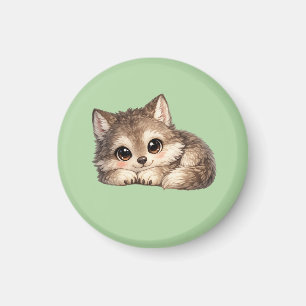 Süßer Wolfswelpe mit großen Augen entspannt sich W Magnet