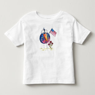 Süßer, wunderlicher, patriotischer Vogel mit Flagg Kleinkind T-shirt