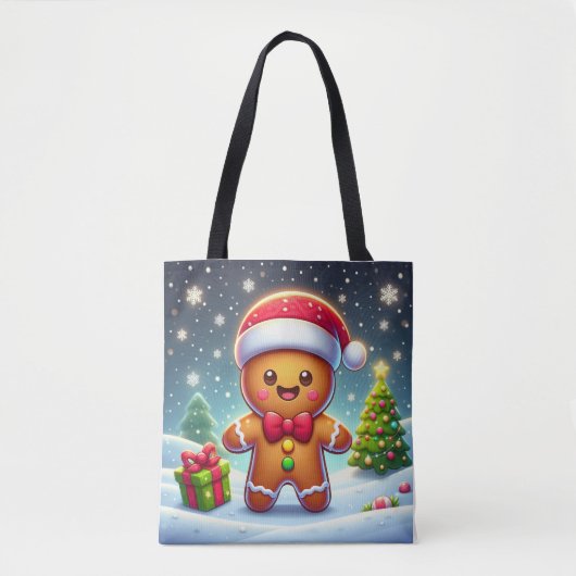 Süßer, wunderlicher Weihnachts-/Winter-Gebäckmann Tasche (Vorderseite)