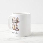 Süßer Yak, der ein Buch liest, individuell anpassb Kaffeetasse (Vorderseite Links)