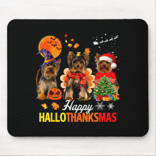 Süßer Yorkie Frohes Hallothanksmas Halloween Ernte Mousepad