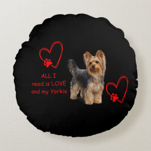 Süßer Yorkie Photorealistisches Hundekissen Rundes Kissen