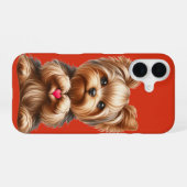 Süßer Yorkshire Terrier Herz Hände Rot iPhone 16 Hülle (Rückseite (Horizontal))