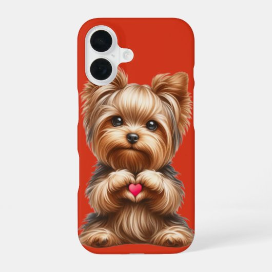 Süßer Yorkshire Terrier Herz Hände Rot iPhone 16 Hülle (Rückseite)