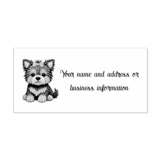 Süßer Yorkshire Terrier mit Schleife Permastempel