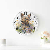 Süßer Yorkshire-Terrier-Welpe Große Wanduhr (Zuhause)