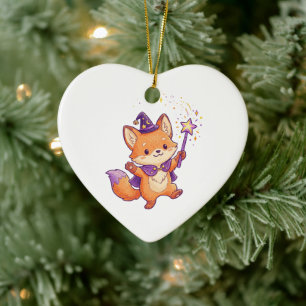 Süßer Zauberfuchs beim Wirken eines Zauberspruchs  Keramik Ornament