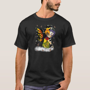 Süßer Zucker-Schädel-Mädchen-Tag-der-Toten-Autismu T-Shirt