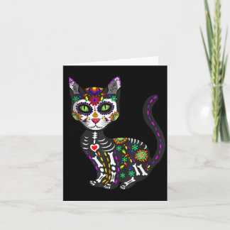 Süßer Zucker-Schädel Mexikanische Katze Halloween  Karte