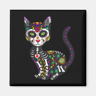 Süßer Zucker-Schädel Mexikanische Katze Halloween  Magnet