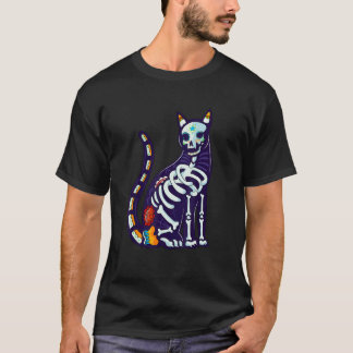 Süßer Zucker-Schädel-Mexikanische Katze Halloween  T-Shirt