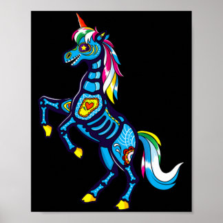 Süßer Zucker-Schädel-Mexikanischer Einhorn-Hallowe Poster
