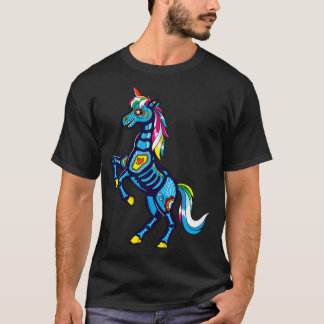 Süßer Zucker-Schädel-Mexikanischer Einhorn-Hallowe T-Shirt