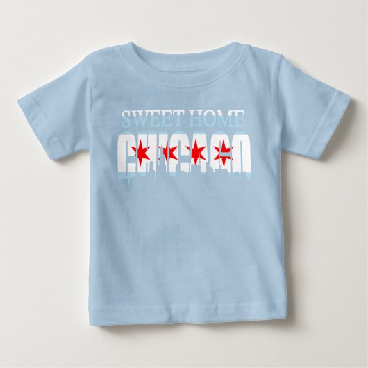 Süßer Zuhause-Chicago-FlaggeSkyline Baby T-shirt (Vorderseite)