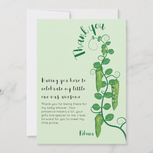 Süßerbse Babydusche Dankeskarte (Vorderseite)