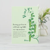 Süßerbse Babydusche Dankeskarte (Stehend Vorderseite)