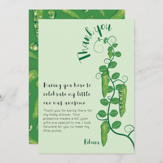 Süßerbse Babydusche Dankeskarte (Vorne/Hinten)