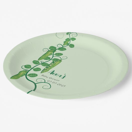 Süßerbse Babydusche Pappteller (Schrägansicht)