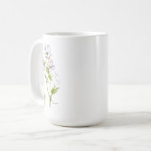 Süßerbse lila Blume und Sprichwort Kaffeetasse (Vorderseite Links)