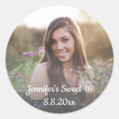 Süßes 16 Geburtstag minimales verblasstes Foto Runder Aufkleber (Vorderseite)