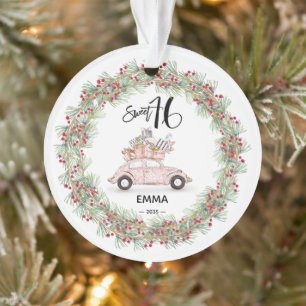 Süßes 16. Geburtstags-Andenken Rosa Auto Ornament